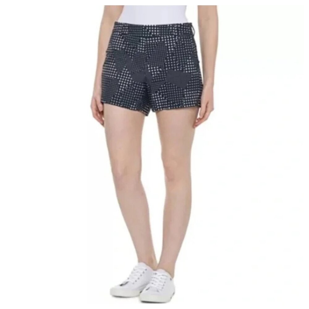 Spanx NWT Midnight Navy/White Polka Dot SUNSHINE Athletic Shorts, Size Medium